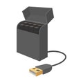 E-cigarettes in the box with usb charging icon Royalty Free Stock Photo
