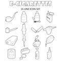 E-cigarettes icons set, outline style Royalty Free Stock Photo