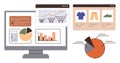 E-commerce Analytics Dashboard with Charts, Graphs, and Product Display Panels Royalty Free Stock Photo