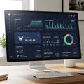 E-Commerce Analytics Dashboard on Desktop Screen Royalty Free Stock Photo