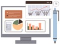E-commerce Analytics Dashboard with Graphs, Charts, and Shopping Cart Metrics for Data Insights Royalty Free Stock Photo