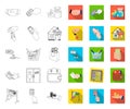 E-commerce and business outline,flat icons in set collection for design. Buying and selling vector symbol stock web Royalty Free Stock Photo