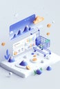 E-commerce checkout page with blockchain security features, personalized cart, clean, minimalistic design