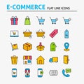 E-commerce Colorful Flat Line Icons Set Royalty Free Stock Photo