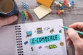 E-commerce concept on a notepad Royalty Free Stock Photo