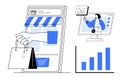 E-Commerce and Online Business Concept with Mobile Shopping and Data Analytics Royalty Free Stock Photo
