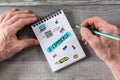 E-commerce concept on a notepad Royalty Free Stock Photo