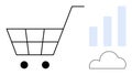 E-commerce Concept with Shopping Cart, Cloud, and Bar Graph Online Retail Growth Royalty Free Stock Photo