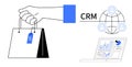 E-commerce and CRM Integration Concept with Data Analytics and Customer Network Visualization Royalty Free Stock Photo
