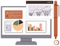 E-commerce Dashboard Analytics with Charts, Graphs, and Growth Metrics on Computer Screen Royalty Free Stock Photo