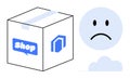 E-commerce Delivery Concept with Sad Customer and Package Box Icons Royalty Free Stock Photo