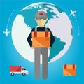 E-commerce delivery . Shopping online all over the globe