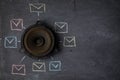 E-commerce and digital network. Email marketing and mail communication message concept: The speaker and mailbox symbols