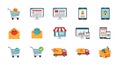 E-commerce and Digital Shopping Flat Icon Set Royalty Free Stock Photo