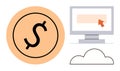 Digital Banking and Online Payment Concept with Dollar Symbol, Computer Monitor, and Cloud Royalty Free Stock Photo
