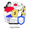 E-commerce. Digital wallet and money. Secure online transaction for purchase Royalty Free Stock Photo
