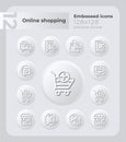 E commerce embossed icons set