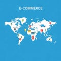 E-Commerce Global Network Map Royalty Free Stock Photo