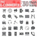 E commerce glyph icon set, Online store symbols Royalty Free Stock Photo