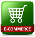 E-commerce green square button red ribbon in middle