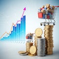 E-commerce Growth Chart and Wealth Stacks Royalty Free Stock Photo