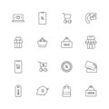 E-commerce icon. Business shopping purchase retail pictograms market tags vector thin line symbols