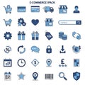 E-commerce Icon Pack Blue Outline Vector Set Royalty Free Stock Photo