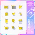 E-commerce icon set with line style for shopping symbol. Online market icon bundle can use for website, app, UI, infographic,