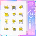 E-commerce icon set with line style for shopping symbol. Online market icon bundle can use for website, app, UI, infographic,