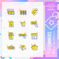 E-commerce icon set with line style for shopping symbol. Online market icon bundle can use for website, app, UI, infographic,