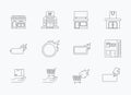 E-commerce icons element set. Shopping. Online shopping thin line icons vector Illustration Royalty Free Stock Photo