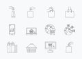 E-commerce icons element set. Shopping. Online shopping thin line icons vector Illustration Royalty Free Stock Photo