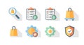 E-commerce Icons Shopping, Security, Checklist, Settings - Flat Design Royalty Free Stock Photo
