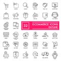E-commerce with inscription line icon set, store symbols collection, vector sketches, logo illustrations, shop signs Royalty Free Stock Photo