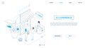 E-commerce - line design style isometric web banner Royalty Free Stock Photo