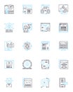 E-commerce marketing linear icons set. Conversion, Sales, Traffic, Retargeting, Branding, Customer, Analytics line
