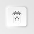E-commerce neumorphic style vector icon smartphone, store, t shit outline vector icon