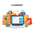 E-Commerce and Online Shopping Concept Vector Royalty Free Stock Photo