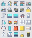 E-commerce Online Shopping Filled Outline Icons