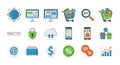 E-commerce and Online Shopping Flat Icons Set Royalty Free Stock Photo