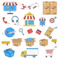 E-commerce and online shopping hand drawn icons set, vector illustration. Royalty Free Stock Photo