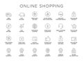 E-commerce, online shopping line icons set. Modern graphic design concepts, simple outline elements collection Royalty Free Stock Photo