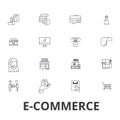 E-commerce, online shopping, website, internet, cart, e-business, e-learning line icons. Editable strokes. Flat design Royalty Free Stock Photo