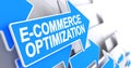 E-Commerce Optimization - Label on Blue Arrow. 3D.