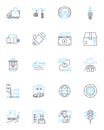 E-commerce Purchasing linear icons set. Checkout, Payment, Cart, Shopping, Delivery, Shipping, Purchase line vector and