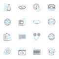 E-commerce Purchasing linear icons set. Checkout, Payment, Cart, Shopping, Delivery, Shipping, Purchase line vector and