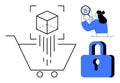 E-Commerce Security Concept Online Shopping, Data Analysis, and Cybersecurity Royalty Free Stock Photo