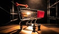 E commerce shopping cart toy. Online sale, marketing and payment with discount picture Royalty Free Stock Photo