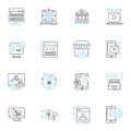 E-commerce shopping linear icons set. purchases, sales, products, cart, checkout, orders, deals line vector and concept