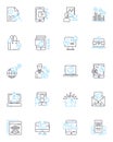 E-commerce shopping linear icons set. purchases, sales, products, cart, checkout, orders, deals line vector and concept